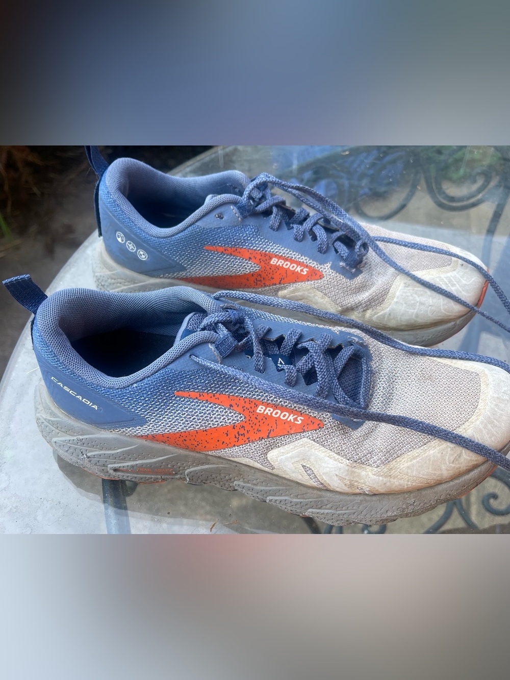 Brooks Trail Shoes Men’s Size 8 Cascadia Trail Adapt Blue Orange Athleisure